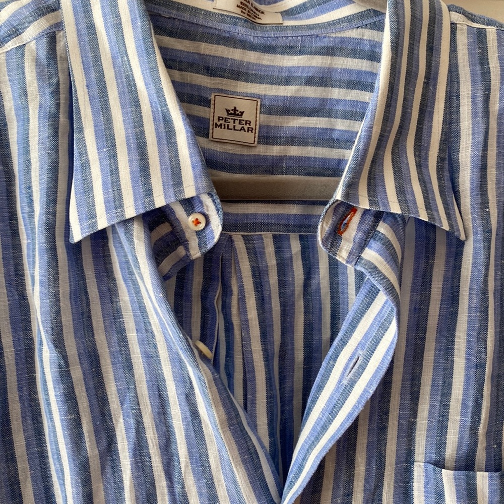 NWOT Peter Millar Linen Button-Up XL